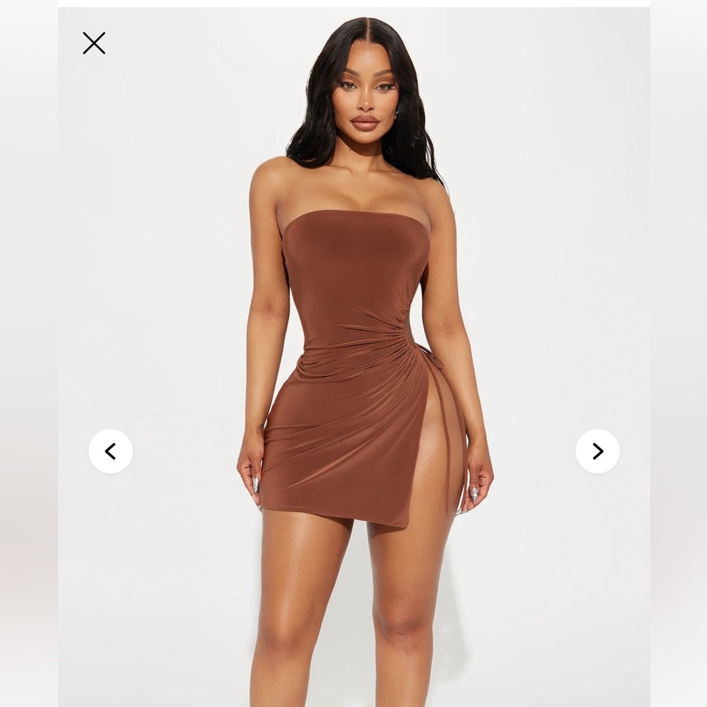 Brown Strapless Dress